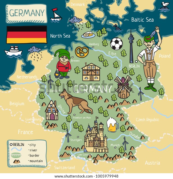 Cartoon Map Germany : illustration de stock 1005979948