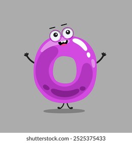 Cartoon math number 0 zero, cute funny character for kids mathematics or birthday, vector icon. Happy smiling 0 zero number with face for algebra education or arithmetic emoticon and numeric emoji