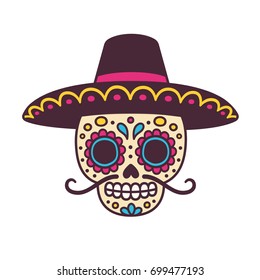 Cartoon Mexican Sugar Skulls Couple Dia Stock Vector (Royalty Free ...