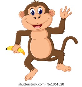 Cute Monkey Cartoon On White Background Stock Vector (Royalty Free ...