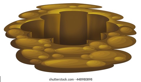 Cartoon Mud Hole - Isolated - Illustration For Children