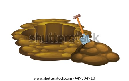 Cartoon Mud Hole Shovel Pile Mud Stock Illustration 449304913 ...