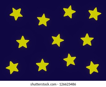 Cartoon Night Sky Big Bright Stars Stock Illustration 126623486 ...