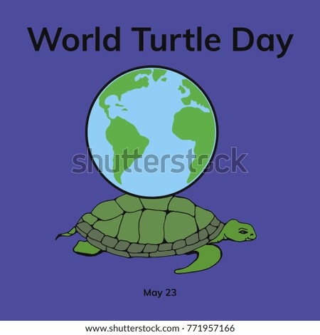 Cartoon ocean turtle. Hand drawn  stock illustration. Worls turtle day