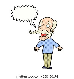 Cartoon Old Man Gasping In Surprise With Speech Bubble