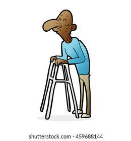 Sticker Cartoon Old Man Walking Frame Stock Vector (Royalty Free ...