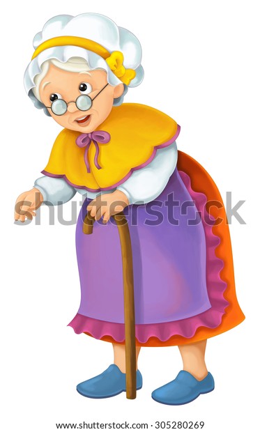 Cartoon Older Woman Illustration Children Stock Illustration 305280269 ...