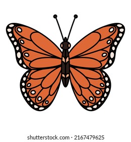 Cartoon Orange Monarch Butterfly On White Stock Illustration 2167479625 ...