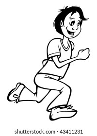 Cartoon Outline Vector Illustration Boy Running Stock Illustration ...