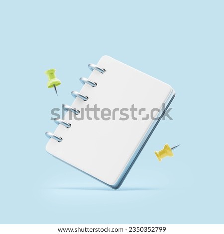 Cartoon paper notebook for notes. The concept of school and office supplies. 3d rendering