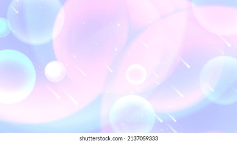 Cartoon pastel shooting stars   glowing bubbles background 