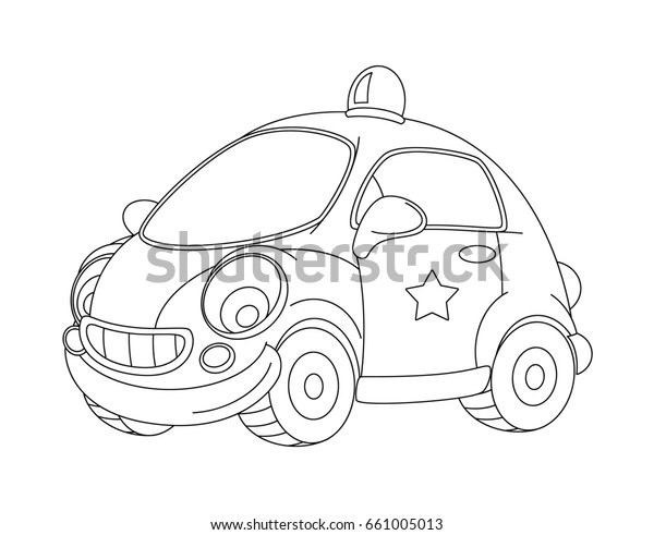 Cartoon police car isolated - coloring page /\
illustration for\
children