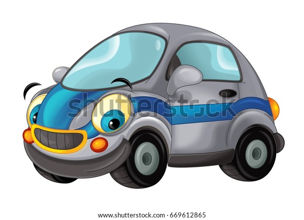 Cartoon\
police car - isolated - illustration for\
children