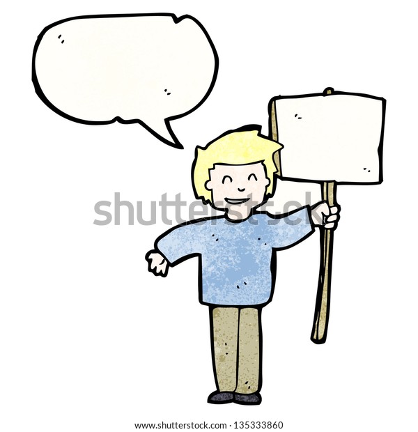 Cartoon Political Protester Sign Stock Illustration 135333860