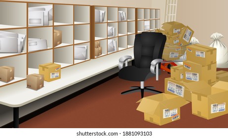 Cartoon Post Office Mailroom Background