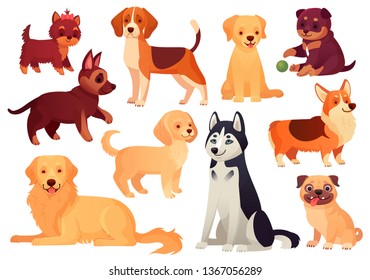 Cartoon Puppy Dog Happy Puppies Smiling Stock Illustration 1367056289 ...