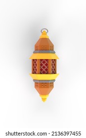 Cartoon Ramadan Lantern Top View 3D Rendering