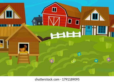 Cartoon Ranch Farm Scene Different Usage Stock Illustration 1791189095 ...