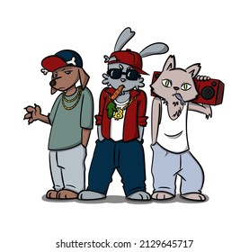 Cartoon Rapper With Cap And Necklace. Hip Hop . Street Art. Beat Box. DJ. T Shirt. 