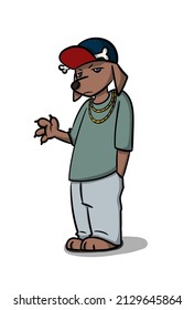 Cartoon Rapper With Cap And Necklace. Hip Hop . Street Art. Beat Box. DJ. T Shirt. 