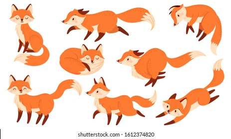 Cartoon Red Fox Funny Foxes Black Stock Illustration 1612374820 ...