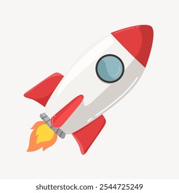 A cartoon rocket illustration featuring a sleek design. This rocket is perfect for space-themed projects, educational materials, or launch. The rocket symbolizes adventure and exploration. - Powered by Shutterstock