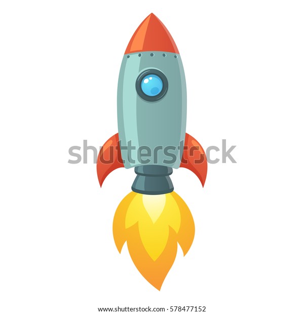 漫画のロケット宇宙船の離陸 分離イラスト レトロな宇宙船のシンプルなアイコン のイラスト素材
