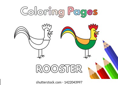 Colored Pencil Drawing Rooster Images, Stock Photos & Vectors