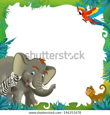 cartoon safari jungle frame border template stock illustration