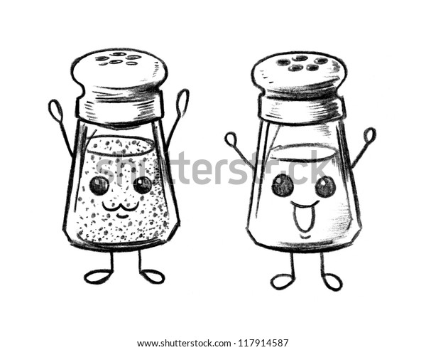 Cartoon Salt Pepper Shakers のイラスト素材