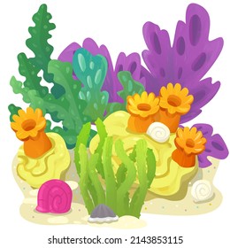 Cartoon Scene Coral Reef Element Illustration Stock Illustration ...