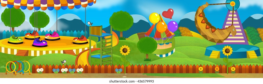 Cartoon Scene Empty Playground Illustration Children Stock Illustration ...