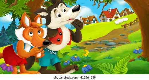 Cartoon Scene Happy Fox Looking Sick Stock Illustration 712005532 ...