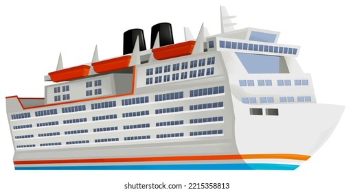Cartoon Scene With Happy Ferryboat Cruiser Isolated Illustration For Children