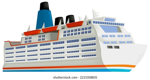 Cartoon Scene With Happy Ferryboat Cruiser Isolated Illustration For Children