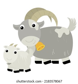 Cartoon Scene Happy Goat Family Illustration Stock Illustration ...