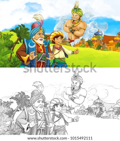 Cartoon Scene Happy King Od Prince Stock Illustration