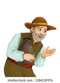 Cartoon Scene Medieval Farmer On White Stock Illustration 1184139376 ...