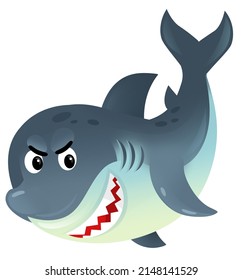 Cartoon Scene Shark On White Background Stock Illustration 2148141529 ...