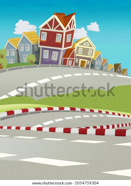 cartoon scene of some city in the background -\
illustration for\
children