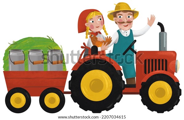 cartoon scene with working farmer illustration
for children