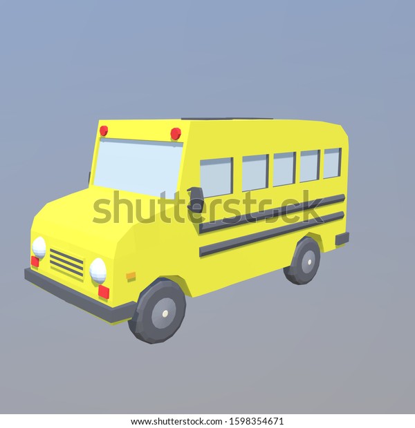 Cartoon School Bus 3D Model\
Rendering