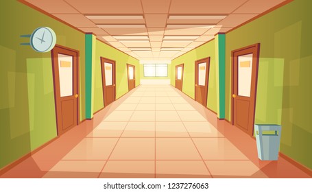  Cartoon School Or College Hallway, University Corridor