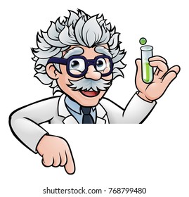 Cartoon Scientist Professor Wearing Lab White Stock Vector (Royalty ...