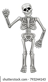 Cartoon Skeleton Mascot Halloween Character Waving Stock Illustration ...