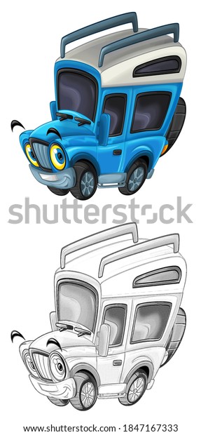 cartoon sketch scene with off road police car -\
illustration for\
children