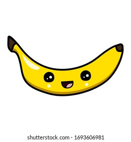 Cartoon Smiling Banana Kawaii Illustration Stock Illustration ...