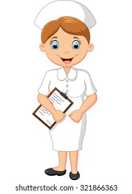 Cartoon Smiling Nurse Holding Clipboard Stock Illustration 321866363 ...