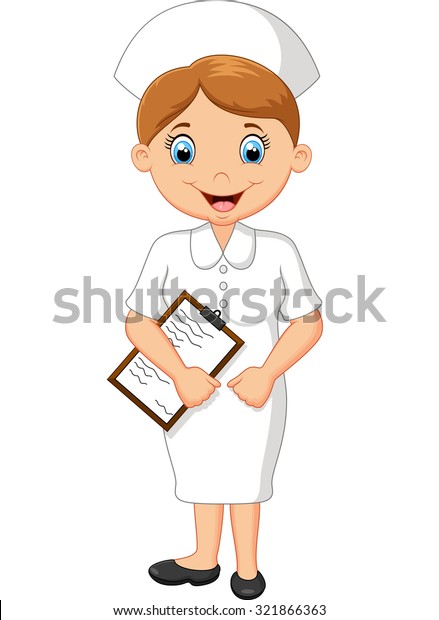 Cartoon Smiling Nurse Holding Clipboard Stock Illustration 321866363 ...