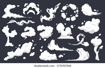 Royalty-free Cartoon smoke clouds. Comic smoke flows, dust